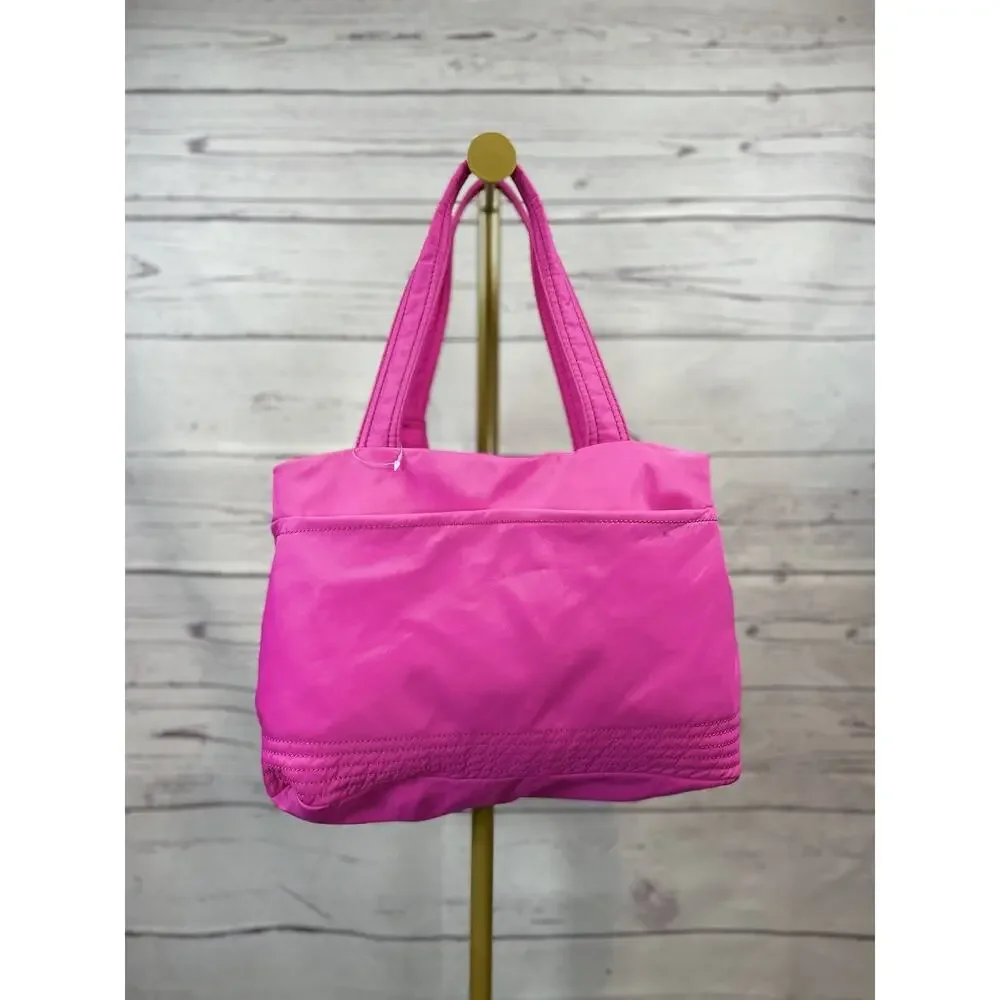 Kate Spade New York Hot Pink Nylon Tote Bag Bow Accent Shoulder Purse - Picture 2 of 13